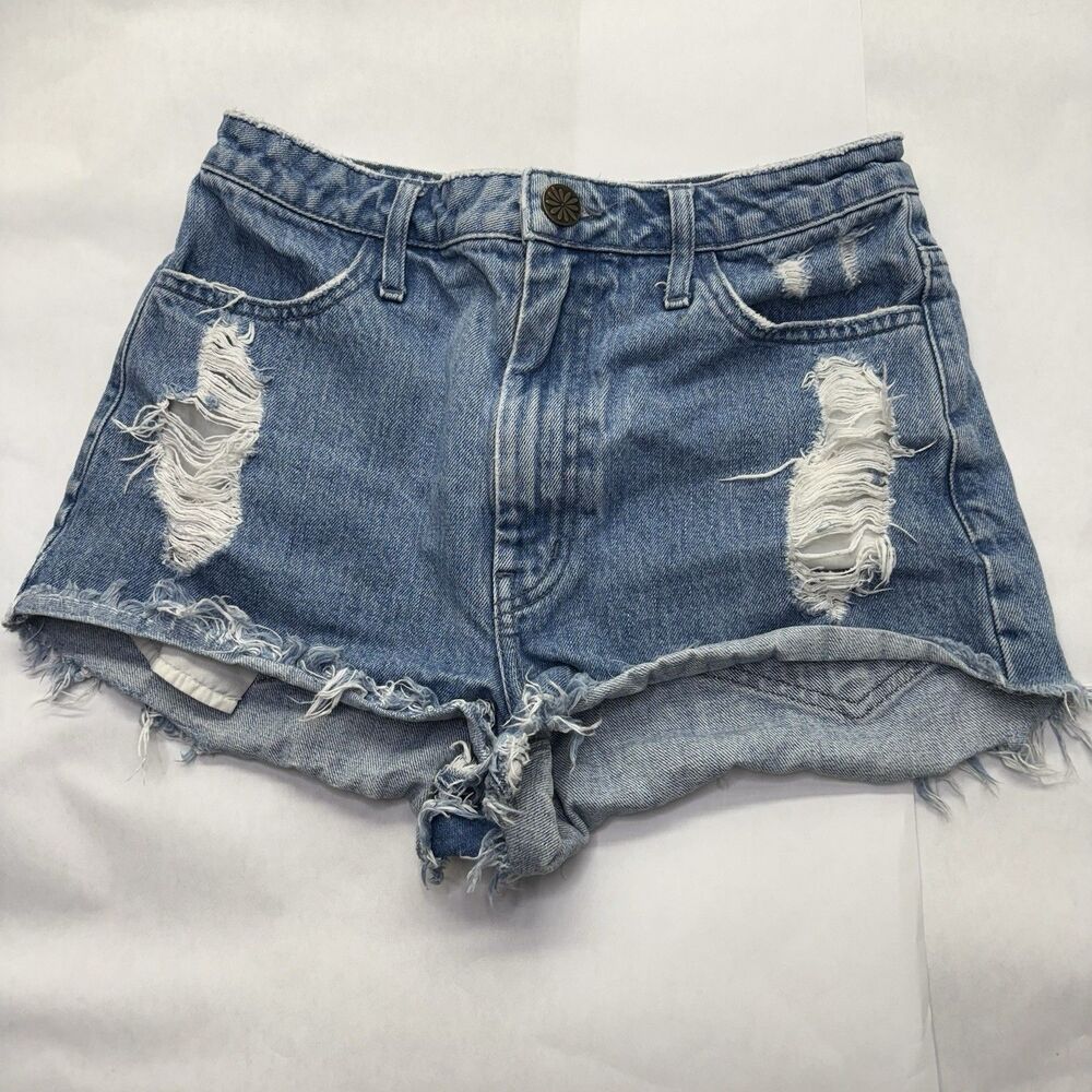 MUMU Denim Shorts Women’s 26 Distressed Cutoff Light Wash Jean Shorts